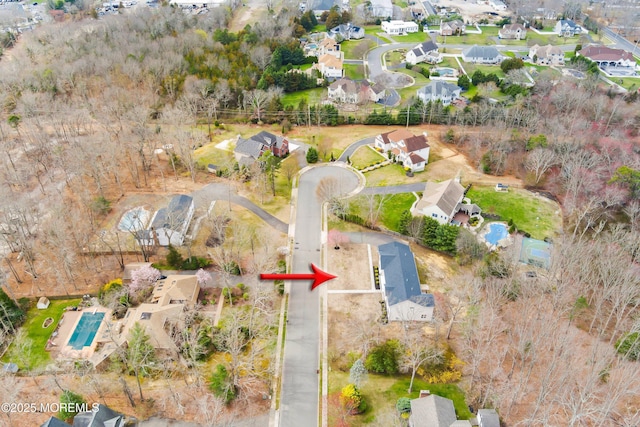 bird's eye view with a residential view