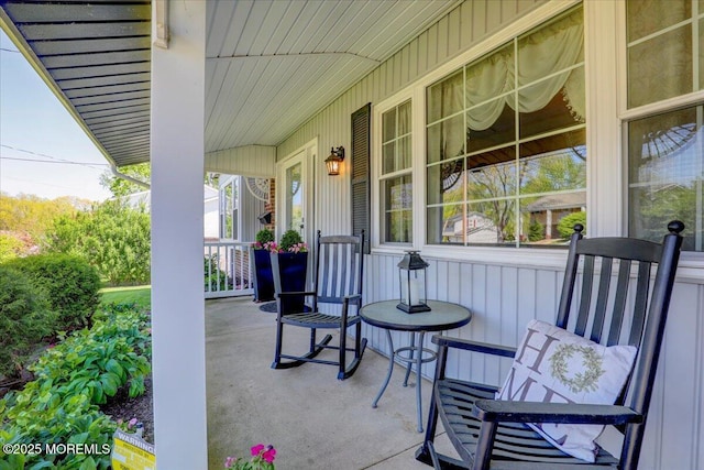 view of patio featuring a porch