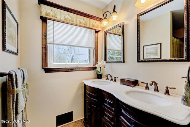 full bathroom featuring a sink and double vanity