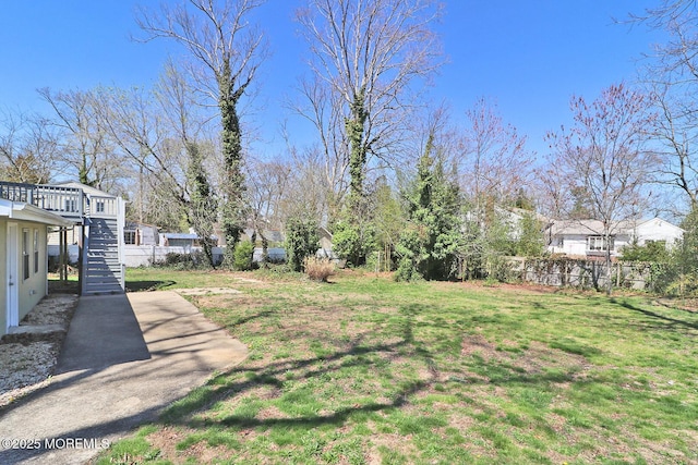 330 Dallas Dr, Toms River, NJ 08753 - view of yard featuring stairway, fence, and a deck