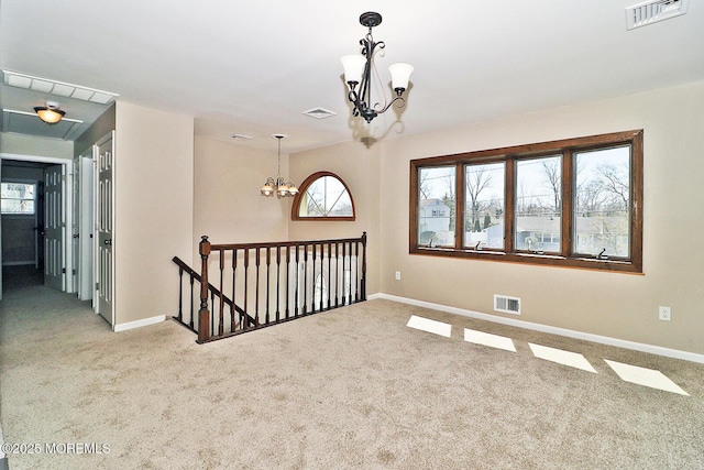 330 Dallas Dr, Toms River, NJ 08753 - spare room featuring a notable chandelier, carpet flooring, and visible vents