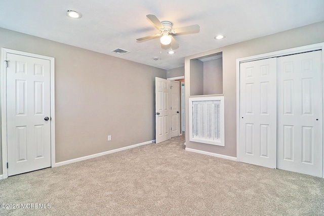 330 Dallas Dr, Toms River, NJ 08753 - unfurnished bedroom featuring baseboards, recessed lighting, a closet, ceiling fan, and carpet floors