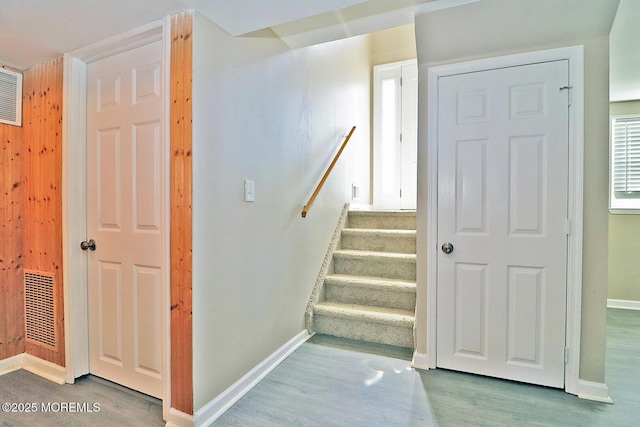 330 Dallas Dr, Toms River, NJ 08753 - staircase featuring visible vents, wood finished floors, and baseboards