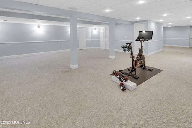 105 Tallwood Ln, Lincroft, NJ 07738 - workout room featuring baseboards, carpet, and visible vents