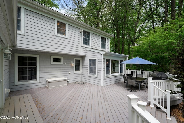 105 Tallwood Ln, Lincroft, NJ 07738 - wooden terrace featuring outdoor dining space