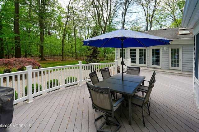 105 Tallwood Ln, Lincroft, NJ 07738 - wooden deck with outdoor dining area