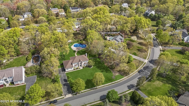drone / aerial view with a residential view