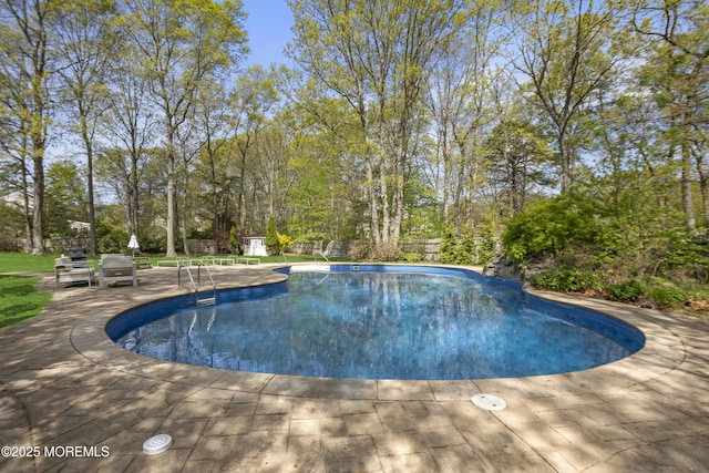 outdoor pool featuring a patio area