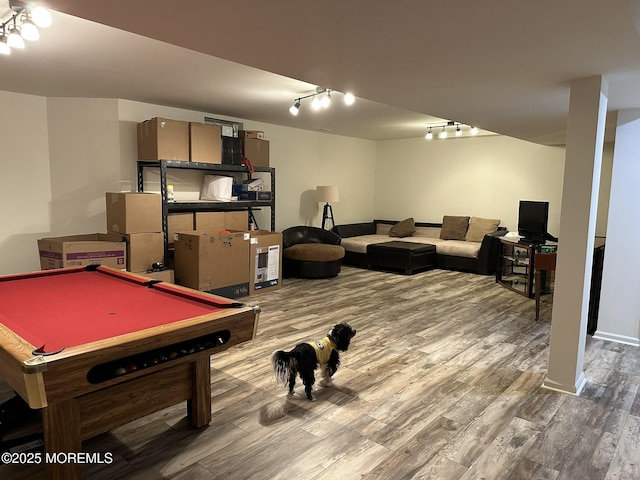 4 Christopher Dr, Howell, NJ 07731 - game room with track lighting, wood finished floors, and pool table