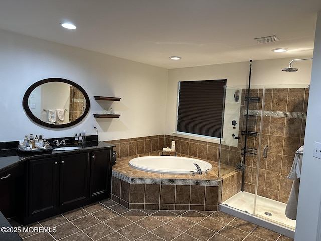 4 Christopher Dr, Howell, NJ 07731 - bathroom featuring a shower stall, visible vents, tile patterned floors, and a garden tub