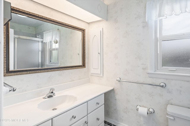 37 Central Blvd, Brick, NJ 08724 - bathroom with a shower stall, a healthy amount of sunlight, toilet, and vanity