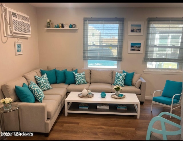 125 Lincoln Ave, Seaside Heights, NJ 08751 - living room with a wall unit AC and dark wood-style floors
