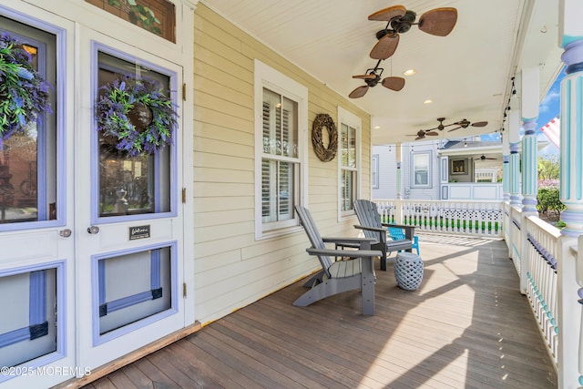 44 Irving Pl, Red Bank, NJ 07701 - wooden terrace with a porch and ceiling fan