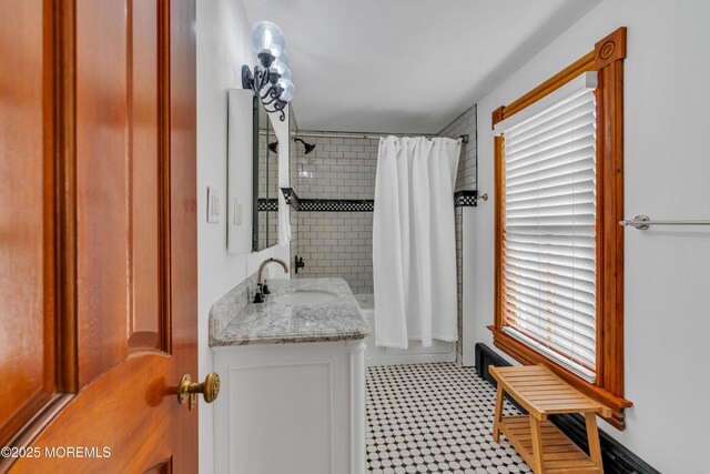 44 Irving Pl, Red Bank, NJ 07701 - full bathroom featuring shower / tub combo, tile patterned floors, and vanity