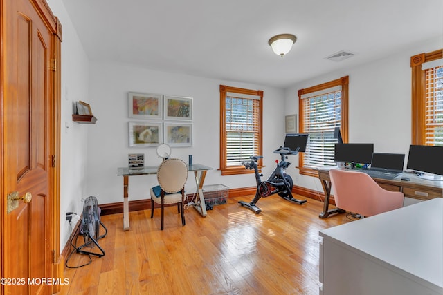 44 Irving Pl, Red Bank, NJ 07701 - office area with baseboards, visible vents, and light wood-type flooring
