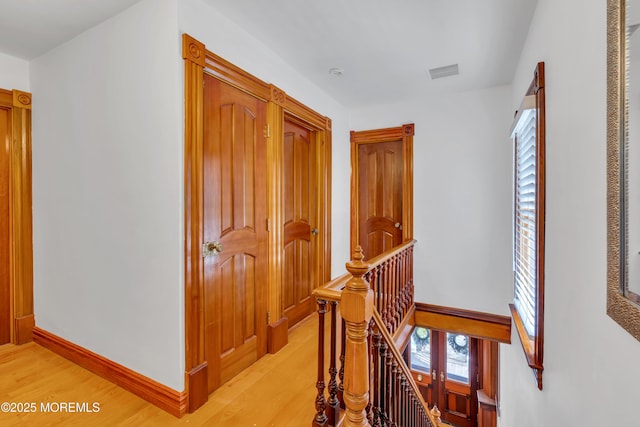 44 Irving Pl, Red Bank, NJ 07701 - hall featuring plenty of natural light, an upstairs landing, visible vents, and light wood-style flooring