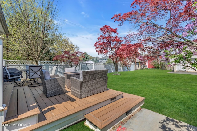 44 Irving Pl, Red Bank, NJ 07701 - wooden deck with a lawn and a fenced backyard