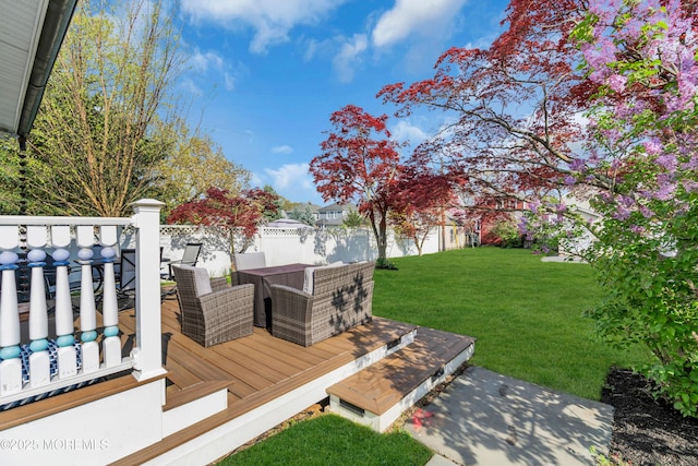 44 Irving Pl, Red Bank, NJ 07701 - deck with fence, a lawn, and outdoor dining area