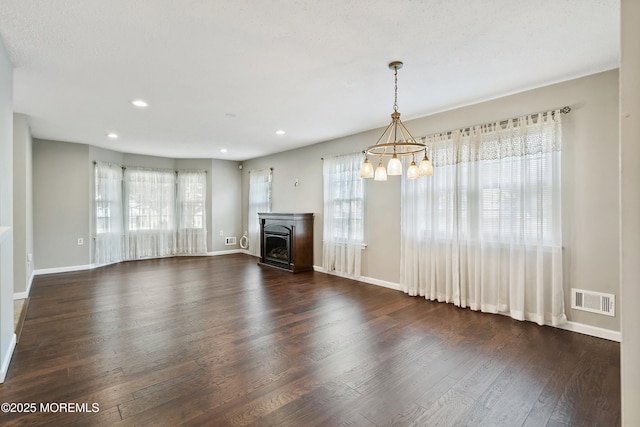 26 Dogwood Dr, Barnegat, NJ 08005 - unfurnished living room featuring wood finished floors, a chandelier, recessed lighting, and baseboards