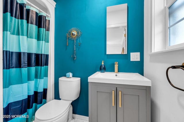 109 Capstan Ave, Beachwood, NJ 08722 - full bath with vanity, toilet, curtained shower, and baseboards