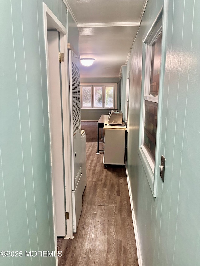 5 B Trl, Brick, NJ 08724 - hallway featuring dark wood-type flooring, crown molding, and a heating unit