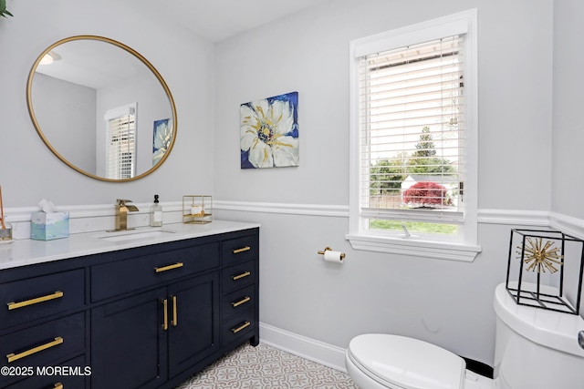 bathroom with toilet and vanity
