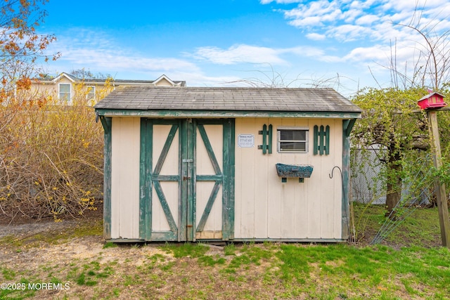 view of shed