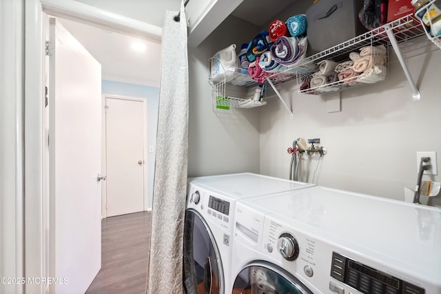 204 Begonia Ct, Jackson, NJ 08527 - laundry area featuring wood finished floors, laundry area, and independent washer and dryer