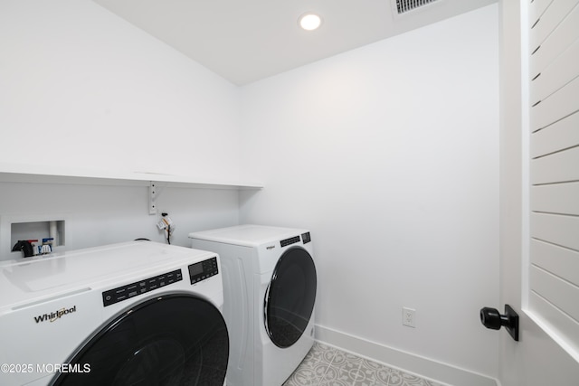 128 Church St, Keyport, NJ 07735 - laundry room featuring washing machine and clothes dryer and recessed lighting