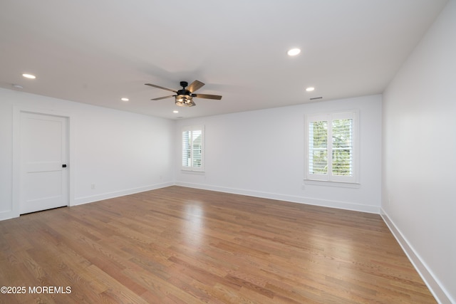 128 Church St, Keyport, NJ 07735 - spare room with plenty of natural light, ceiling fan, recessed lighting, and light wood finished floors