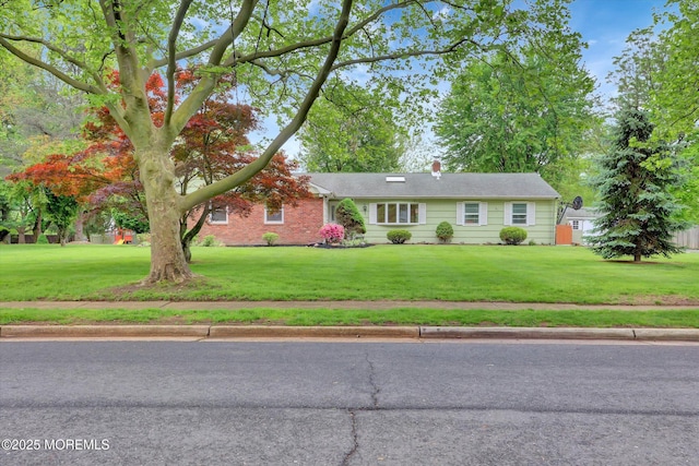 159 Koster Dr, Freehold, NJ 07728 - ranch-style home featuring a front yard and a chimney