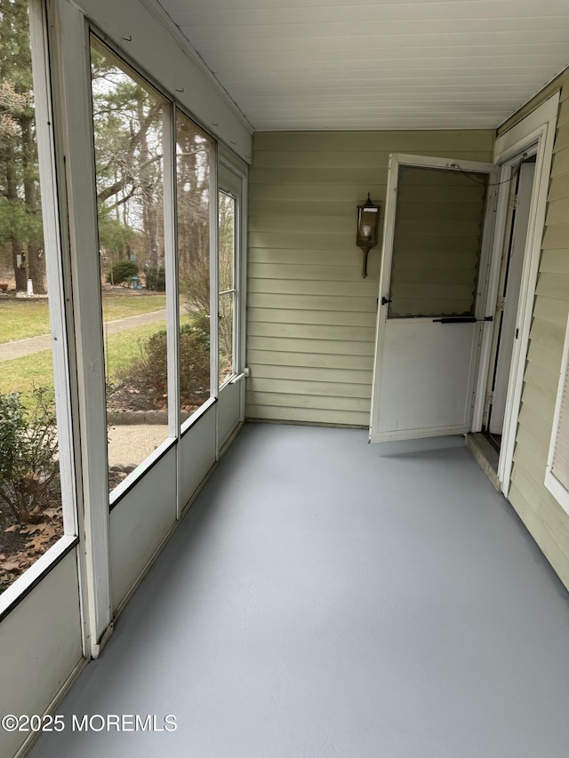view of unfurnished sunroom