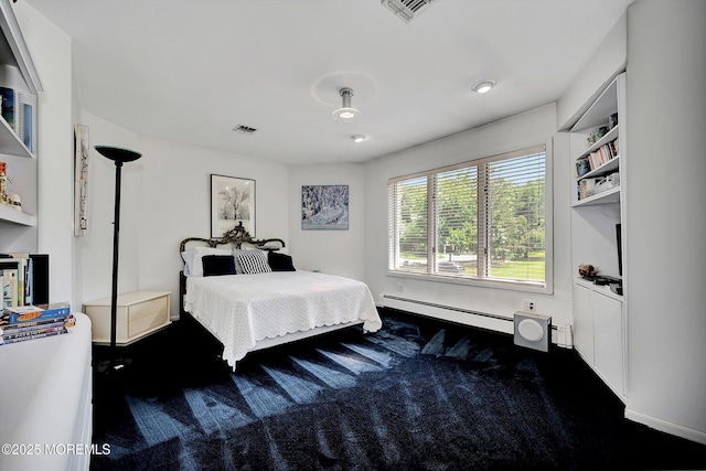 44 Nikki Ct, Morganville, NJ 07751 - carpeted bedroom featuring a baseboard radiator, visible vents, and baseboards
