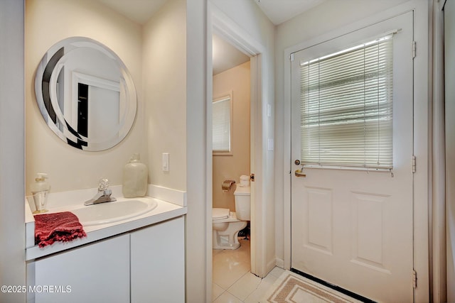 44 Nikki Ct, Morganville, NJ 07751 - half bath featuring toilet, tile patterned flooring, and vanity