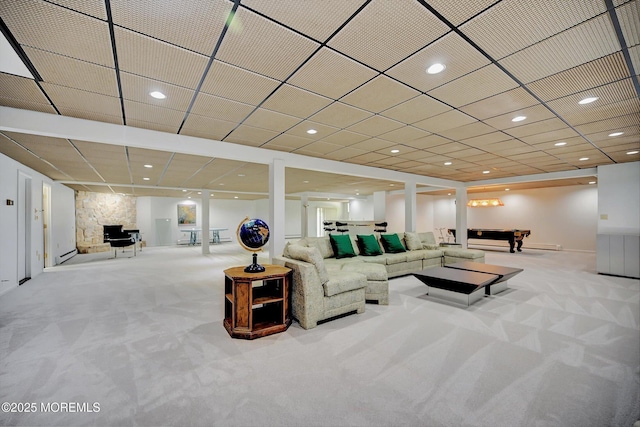 44 Nikki Ct, Morganville, NJ 07751 - carpeted living area featuring bar area and billiards