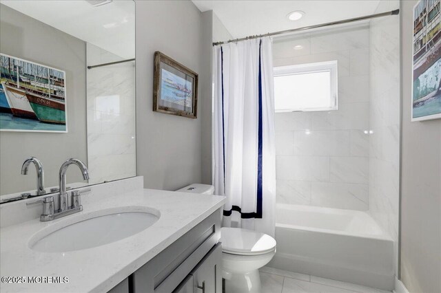136 Lilac Dr, Brick, NJ 08724 - bathroom with vanity, toilet, and shower / bath combination with curtain