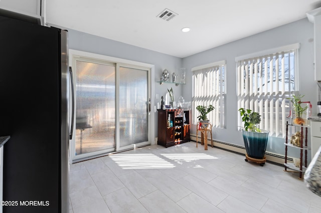 interior space with recessed lighting, visible vents, and light tile patterned floors