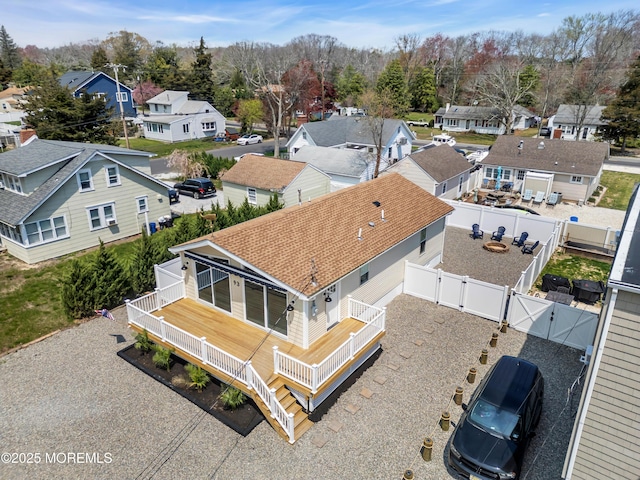 aerial view with a residential view