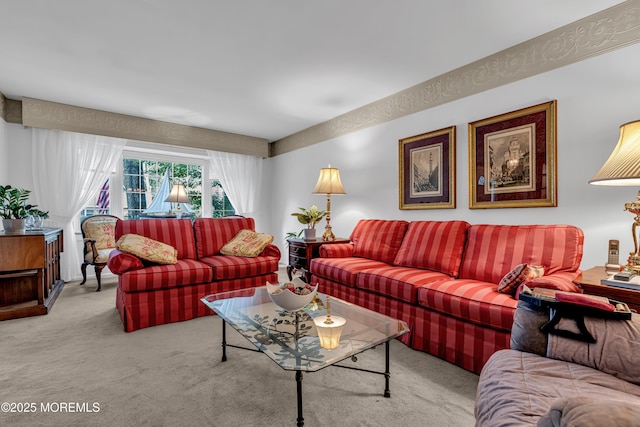 view of carpeted living area