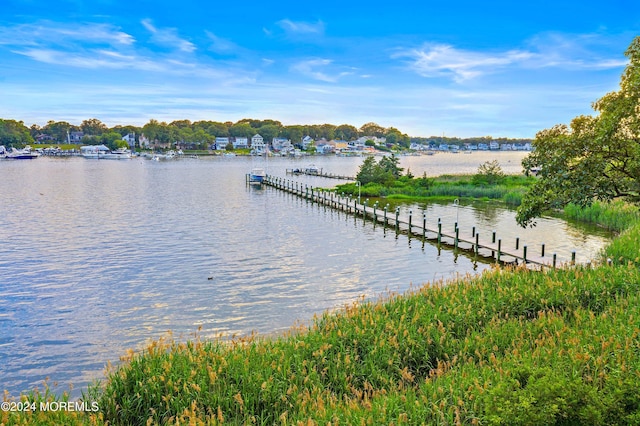 water view with a boat dock