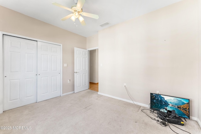 87 Halsted Dr, Manchester, NJ 08759 - unfurnished bedroom with ceiling fan, carpet, baseboards, visible vents, and a closet