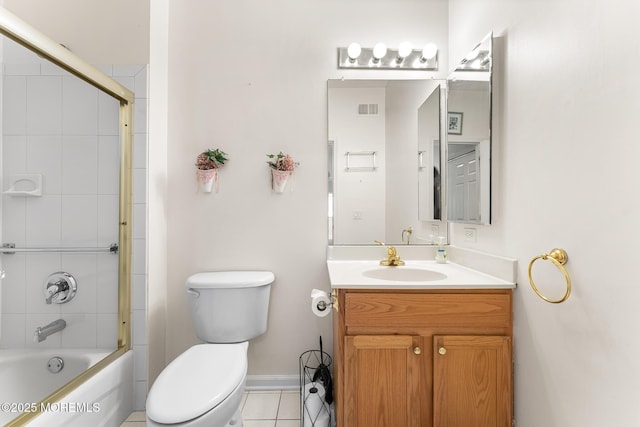 87 Halsted Dr, Manchester, NJ 08759 - bathroom with visible vents, vanity, bathing tub / shower combination, toilet, and tile patterned floors