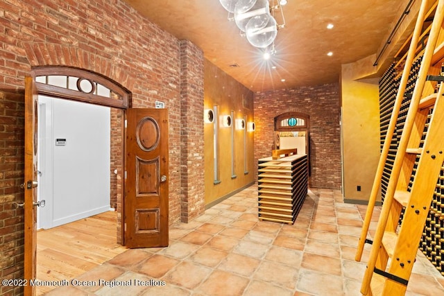 wine area with brick wall