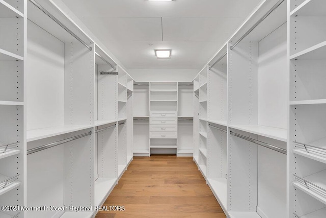 spacious closet with light wood-style flooring