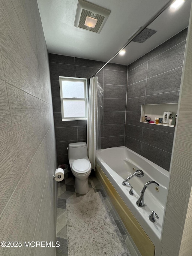 12 Yates Ave, South River, NJ 08882 - bathroom with tile walls and shower / bath combination with curtain