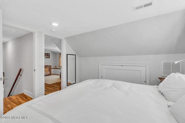 4 W Lake Rd, Red Bank, NJ 07701 - bedroom featuring vaulted ceiling, wood finished floors, baseboards, and recessed lighting