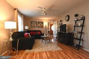 27 Moccasin Dr, Whiting, NJ 08759 - living room with ceiling fan, wood finished floors, and baseboards