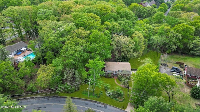 bird's eye view of a heavily wooded area