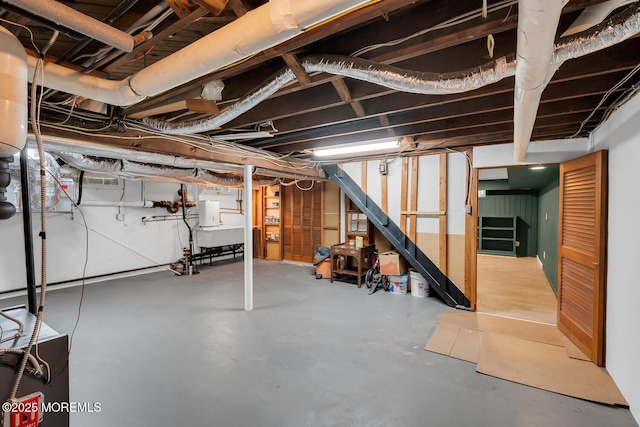unfinished basement with stairway