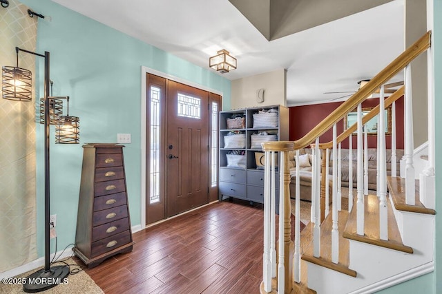 108 Longman St, Toms River, NJ 08753 - foyer entrance with stairs, baseboards, and dark wood-type flooring